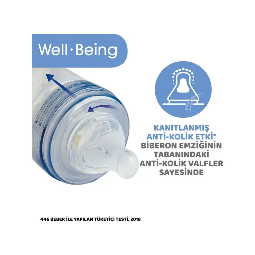 Chicco Well Being Silikon Emzikli Cam Biberon 240 ml 0+ Ay Unisex - 5