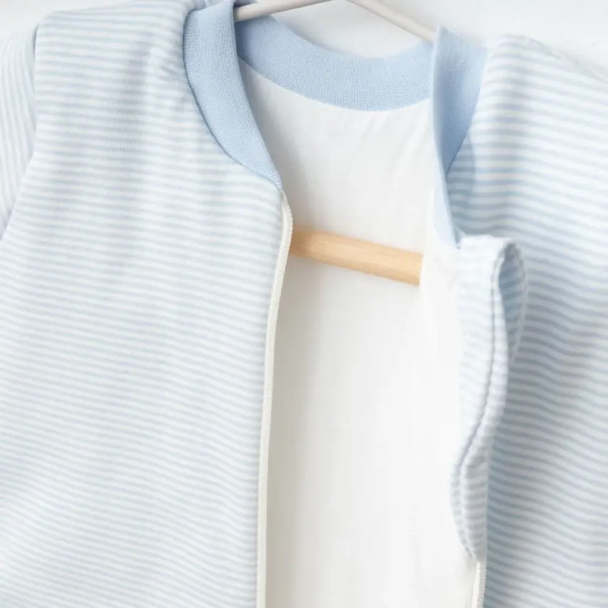 Ciccim Baby Fermuarlı Uzun Kollu Kışlık Bebek Çocuk Uyku Tulumu Çizgili Mavi 2,5 Tog - 2