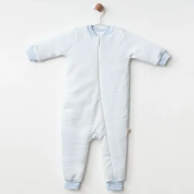 Ciccim Baby Fermuarlı Uzun Kollu Kışlık Bebek Çocuk Uyku Tulumu Çizgili Mavi 2,5 Tog