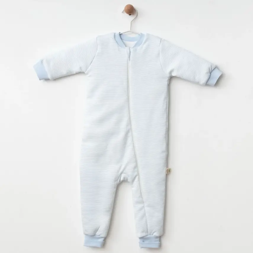 Ciccim Baby Fermuarlı Uzun Kollu Kışlık Bebek Çocuk Uyku Tulumu Çizgili Mavi 2,5 Tog - 7