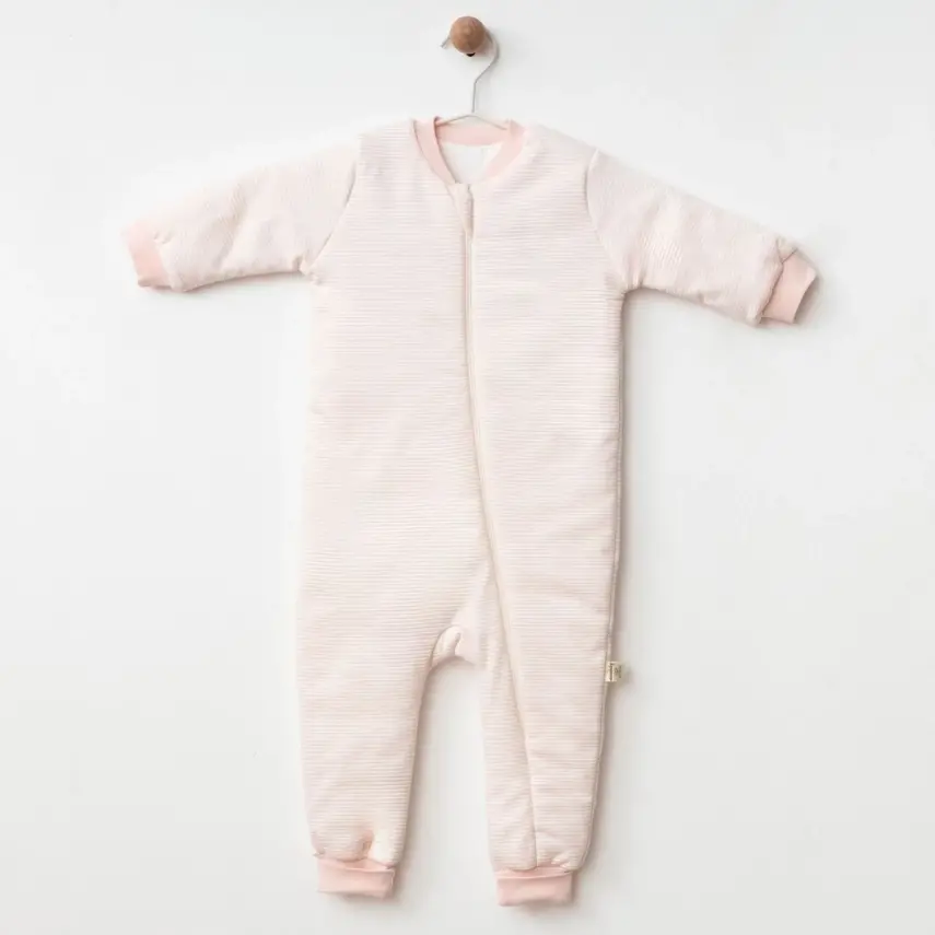 Ciccim Baby Fermuarlı Uzun Kollu Kışlık Bebek Çocuk  Uyku Tulumu Çizgili Pembe 2,5 Tog - 11