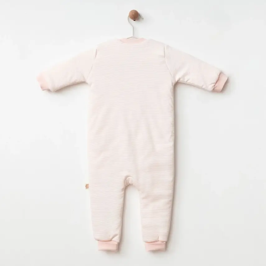 Ciccim Baby Fermuarlı Uzun Kollu Kışlık Bebek Çocuk  Uyku Tulumu Çizgili Pembe 2,5 Tog - 5