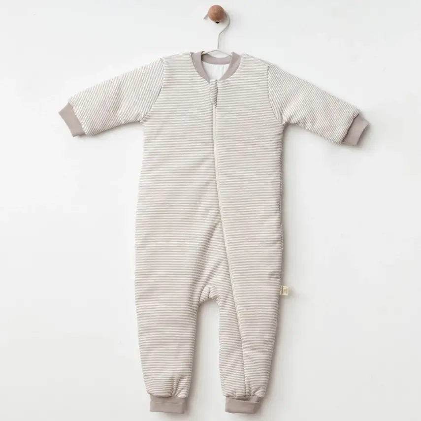 Ciccim Baby Fermuarlı Uzun Kollu Kışlık Bebek Çocuk Uyku Tulumu Çizgili Toprak 2,5 Tog - 1