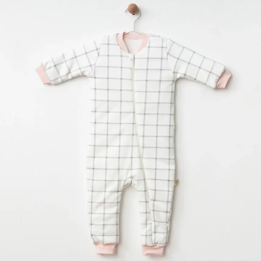 Ciccim Baby Fermuarlı Uzun Kollu Kışlık Bebek Çocuk Uyku Tulumu Ekose Gri 2,5 Tog - 12