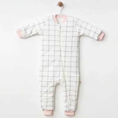 Ciccim Baby Fermuarlı Uzun Kollu Kışlık Bebek Çocuk Uyku Tulumu Ekose Gri 2,5 Tog - 4