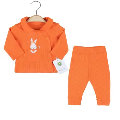 Ciccim Baby Kız 2li Takım Bebe Yaka Çiçekli Tavşan Turuncu