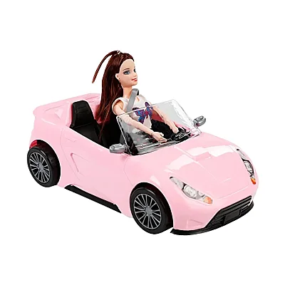 Cindy My Cool Car- Pembe Araba-Kahverengi Saçlı Bebek