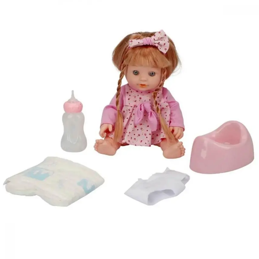 Çişini Yapan Örgülü Lazımlıklı Bebek 35 Cm - 1