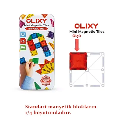 Clixy Advance Pack Mini Manyetik Bloklar Travel Set 64 Parça - 3