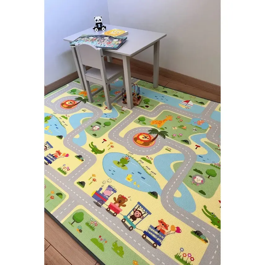 Coolmats Yeşil Parkur-Bulutlar ve Dağlar Oyun Halısı 140x100x1 - 2