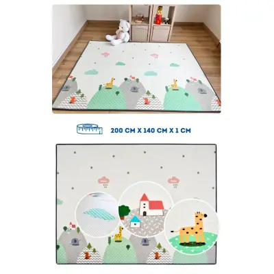 Coolmats Yeşil Parkur-Bulutlar ve Dağlar Oyun Halısı 140x100x1 - 3