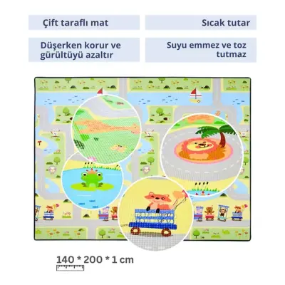 Coolmats Yeşil Parkur-Bulutlar ve Dağlar Oyun Halısı 140x200 - 5