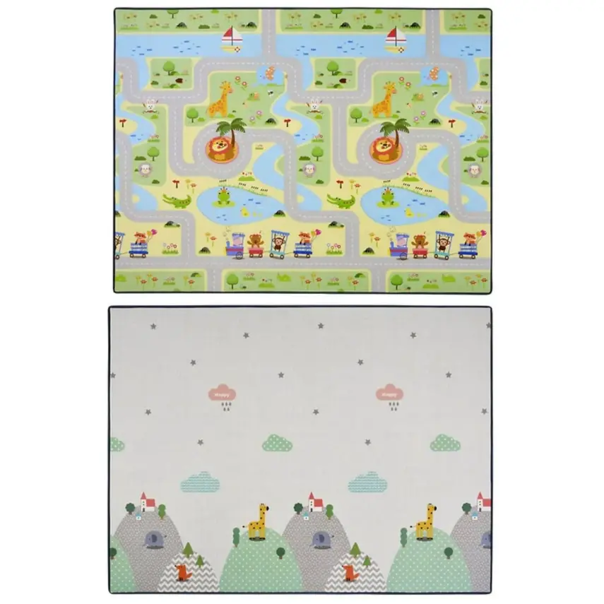 Coolmats Yeşil Parkur-Bulutlar ve Dağlar Oyun Halısı 140x200 - 1