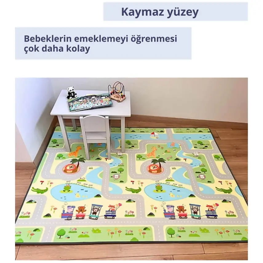 Coolmats Yeşil Parkur-Bulutlar ve Dağlar Oyun Halısı 140x200 - 3