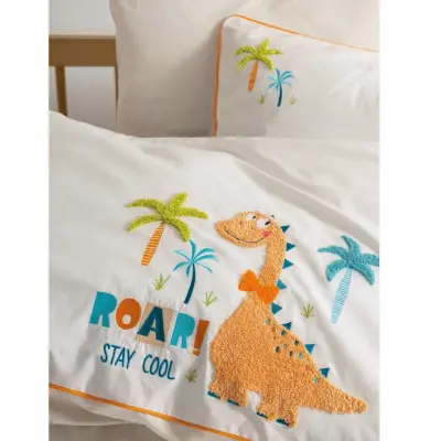 Cottonbox Punch Nakış Bebek Nevresim Takımı Kiddo Krem (1)