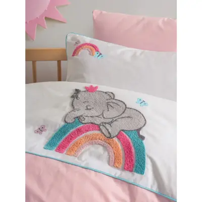 Cottonbox Punch Nakış Bebek Nevresim Takımı Lucky Pembe (1)