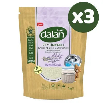 Dalan Doğal Granül Sabun Zeytinyağlı Lavanta Esintisi 1000 gr x 3 Adet (1)