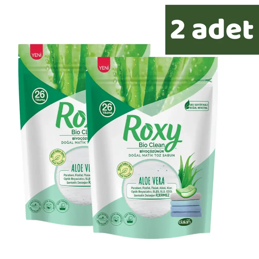 Dalan Roxy Bio Clean Matik Toz Sabun Aloe Vera 800 gr x 2 Adet - 1