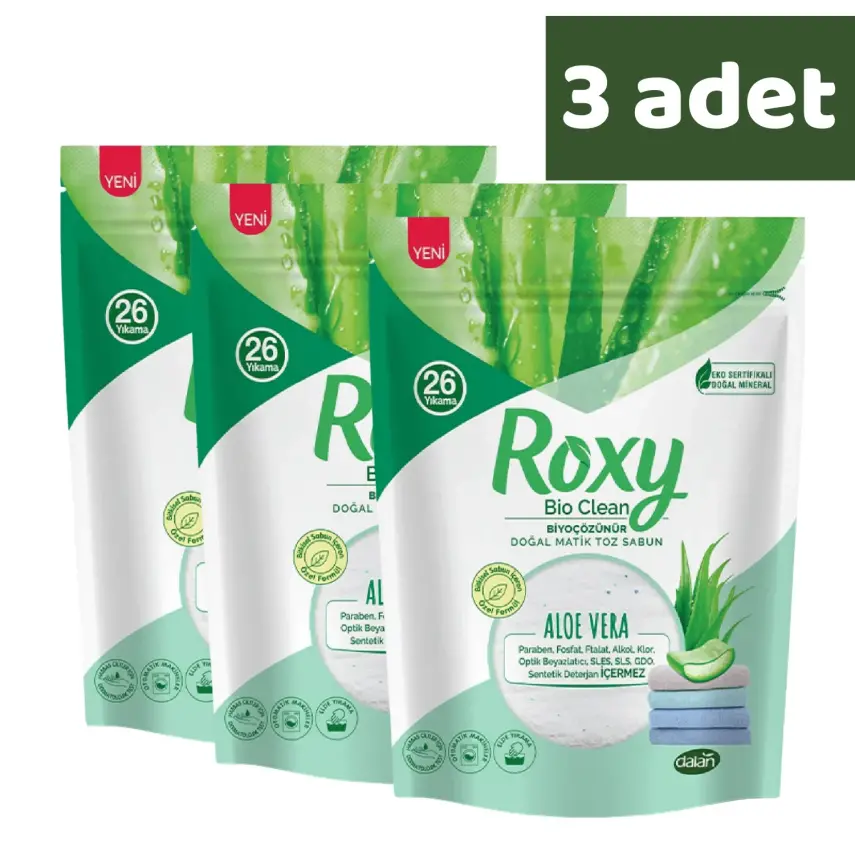 Dalan Roxy Bio Clean Matik Toz Sabun Aloe Vera 800 gr x 3 Adet - 1
