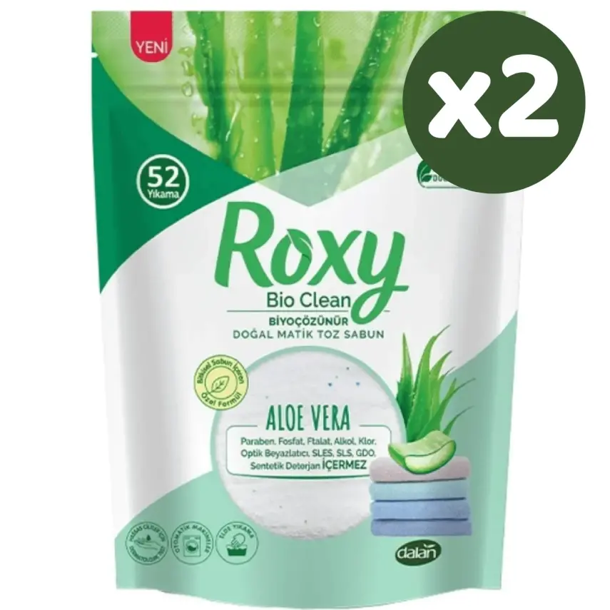 Dalan Roxy Bio Matik Clean Toz Sabun Aloe Vera 1600 gr x 2 Adet - 2