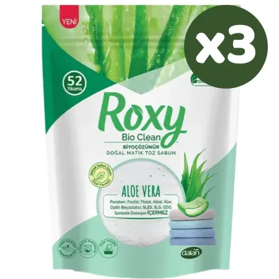 Dalan Roxy Bio Matik Clean Toz Sabun Aloe Vera 1600 gr x 3 Adet (1)