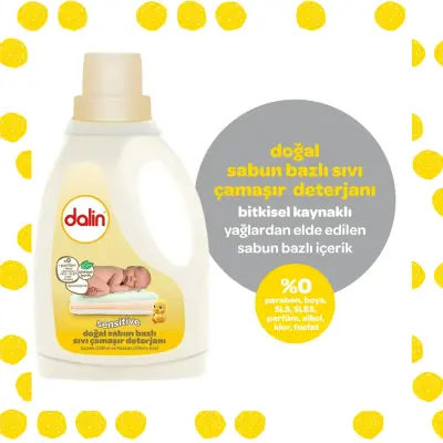 Dalin Doğal Sabun Bazlı Sıvı Bebek Çamaşır Deterjanı 1500 ml x 2 Adet - 5