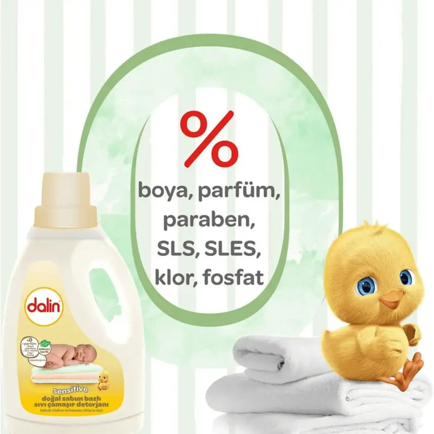 Dalin Doğal Sabun Bazlı Sıvı Bebek Çamaşır Deterjanı 1500 ml x 2 Adet - 6