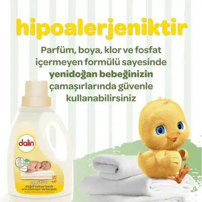 Dalin Doğal Sabun Bazlı Sıvı Bebek Çamaşır Deterjanı 1500 ml x 3 Adet - 3