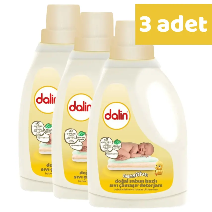 Dalin Doğal Sabun Bazlı Sıvı Bebek Çamaşır Deterjanı 1500 ml x 3 Adet - 7