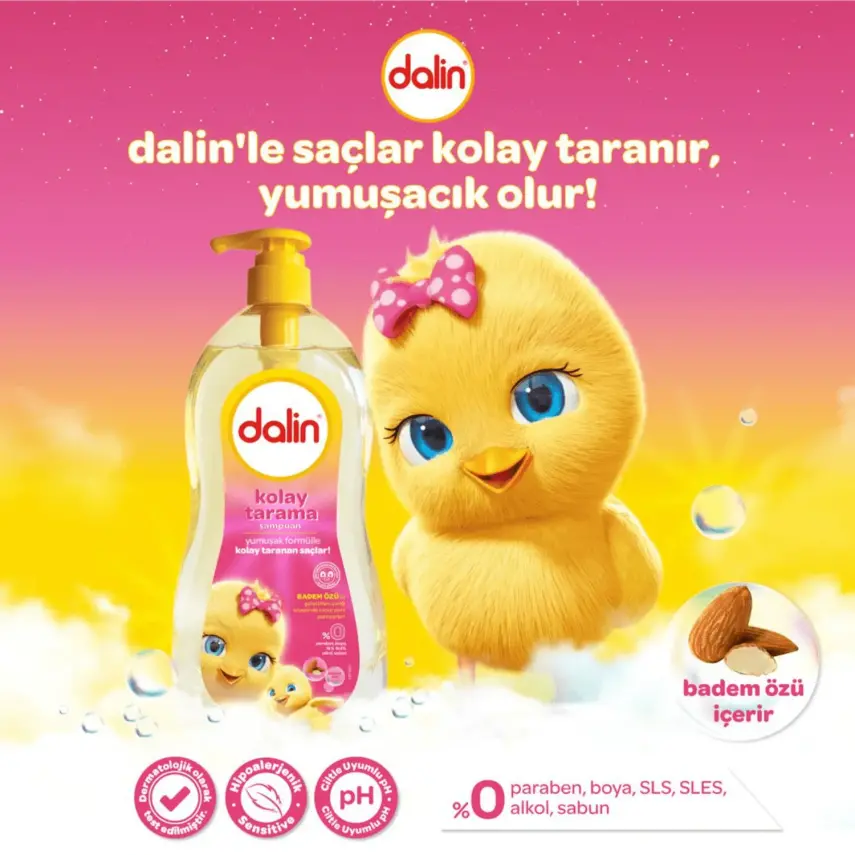 Dalin Kolay Tarama Bebek Şampuanı Badem 700 ml x 2 Adet - 3