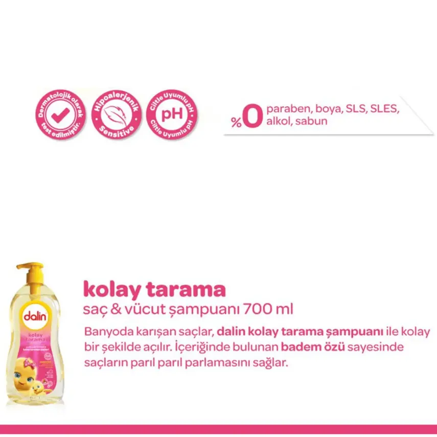 Dalin Kolay Tarama Bebek Şampuanı Badem 700 ml x 2 Adet - 6