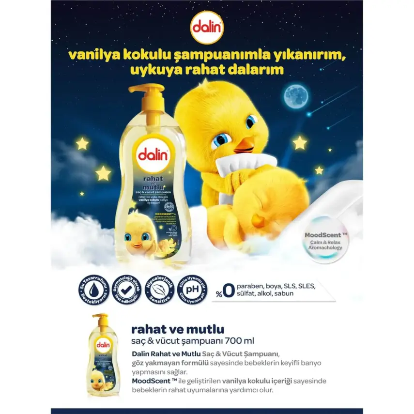 Dalin Rahat & Mutlu Saç ve Vücut Bebek Şampuanı 700 ml - 6