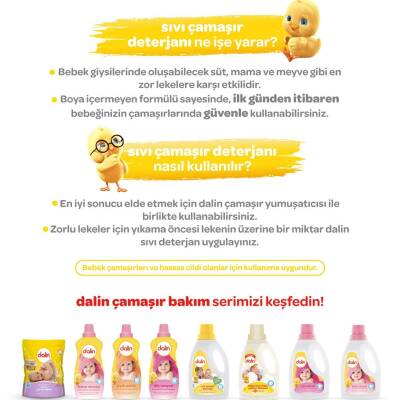Dalin Sıvı Bebek Çamaşır Deterjanı 1500 ml x 2 Adet - 10