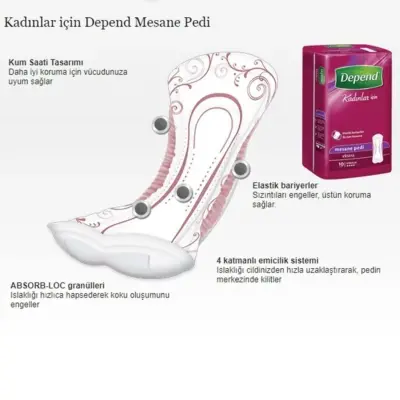 Depend Kadın Mesane Pedi 12'li Normal (1)