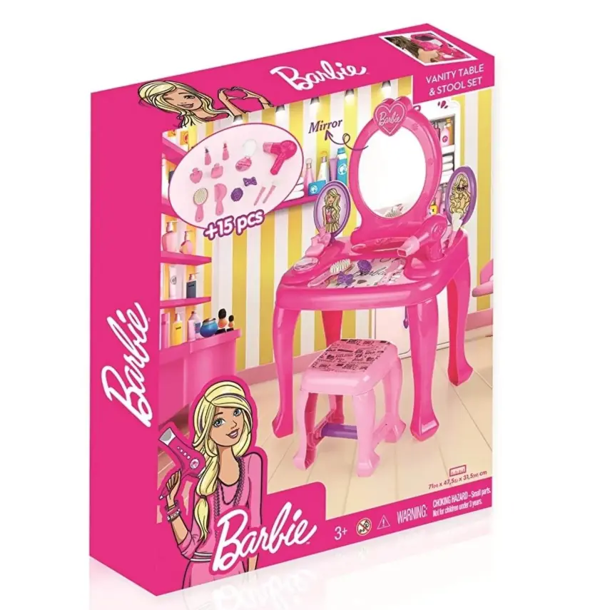 Dolu Barbie Ayaklı Makyaj Masa Sandalye Seti - 5