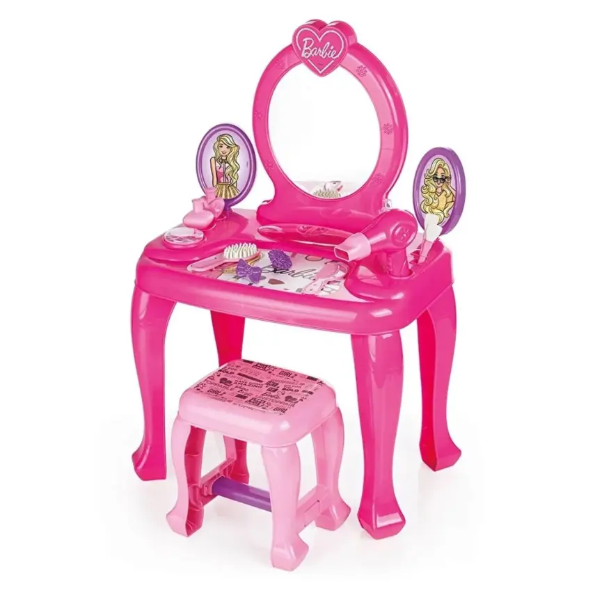Dolu Barbie Ayaklı Makyaj Masa Sandalye Seti - 1