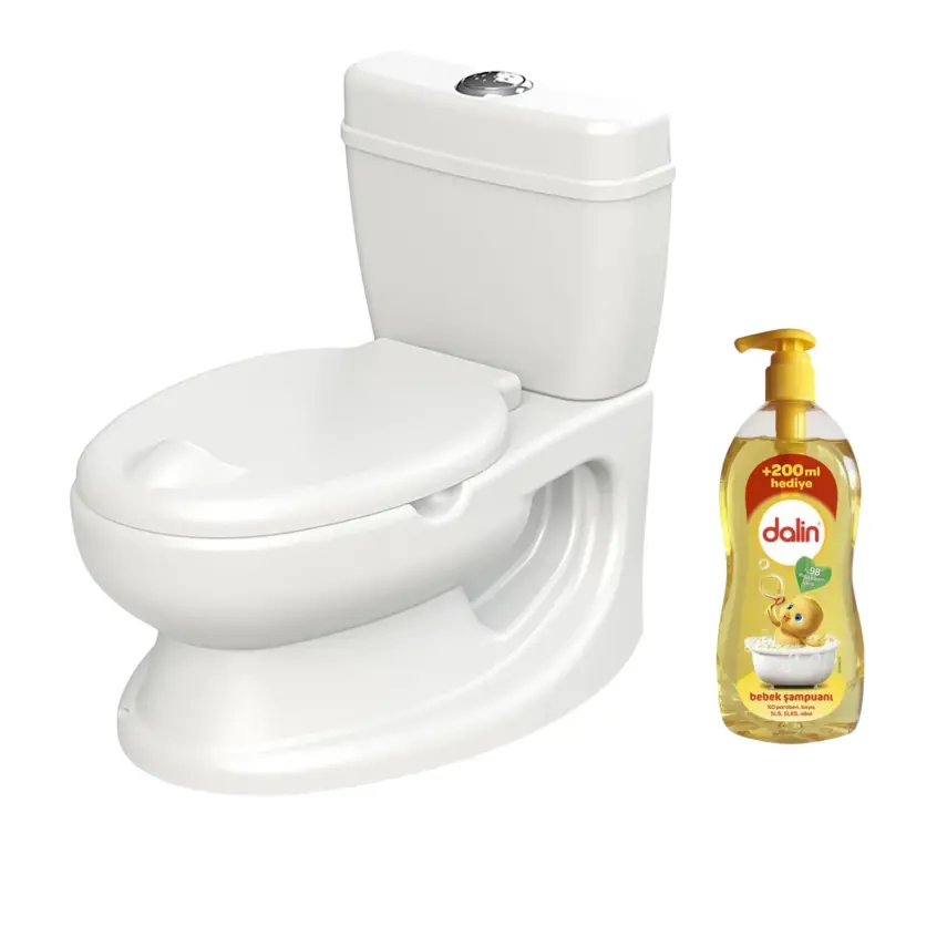 Dolu Beyaz Eğitici Lazımlık ve 700+200 ml  Dalin Klasik Bebek Şampuanı  - 1