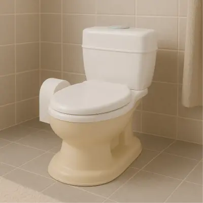 Dolu Nuve Eğitici Lazımlık Bebek Klozet Sifon Sesli Bej-Beyaz