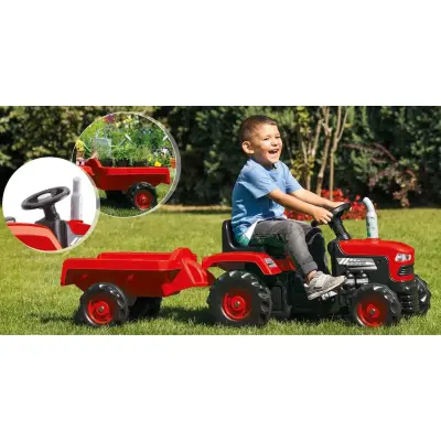 Dolu Römorklu Pedallı Traktör Kırmızı (1)