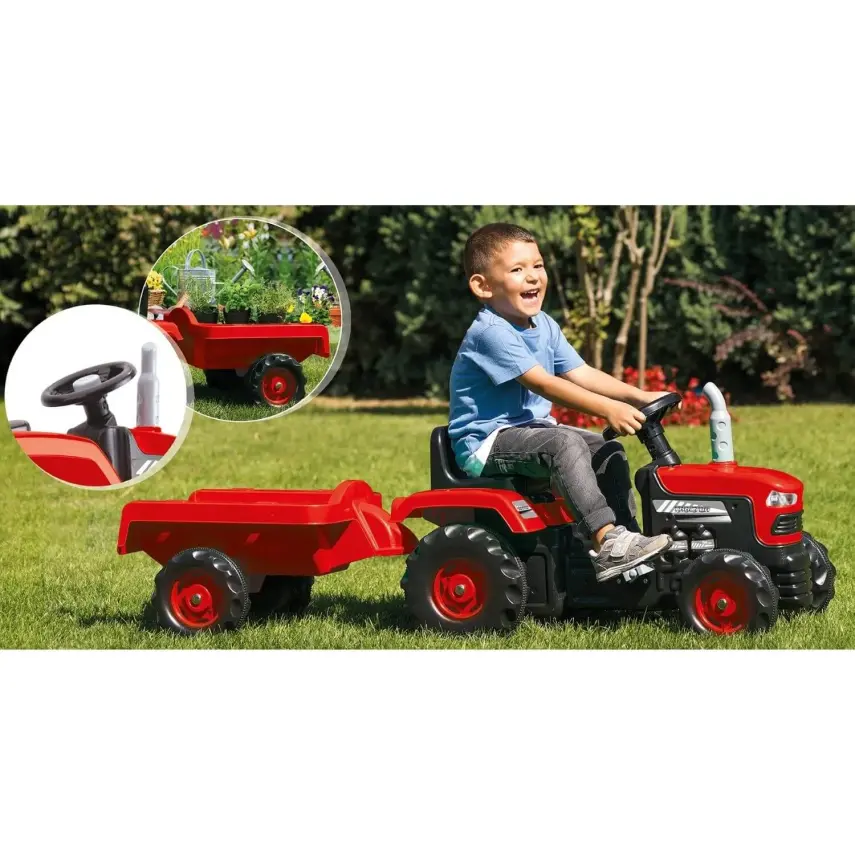 Dolu Römorklu Pedallı Traktör Kırmızı - 2