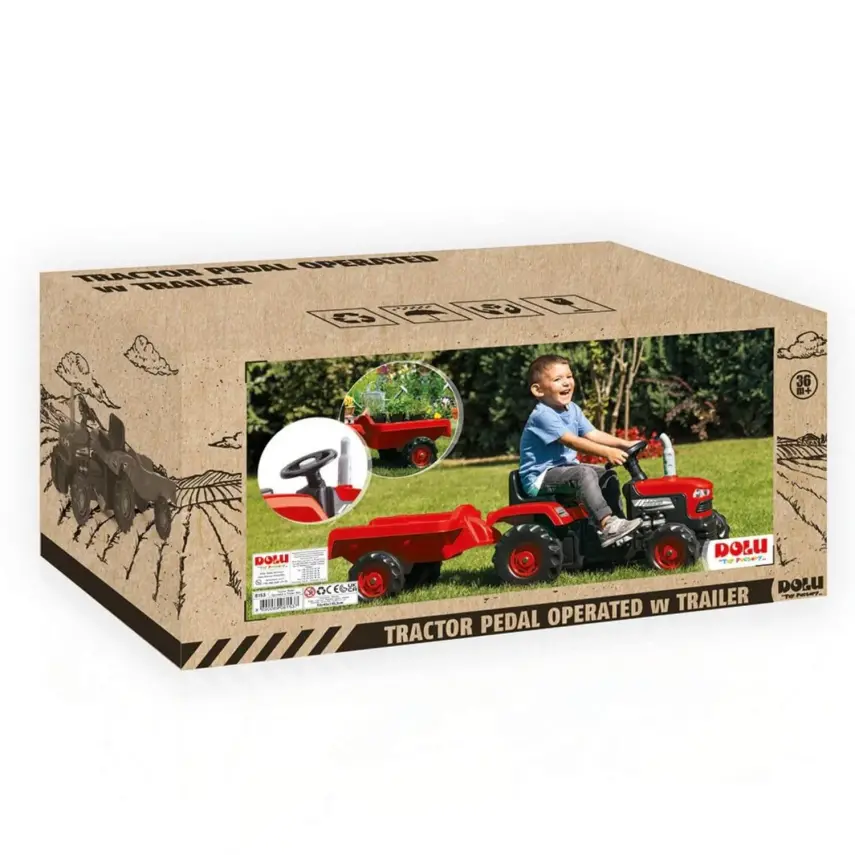Dolu Römorklu Pedallı Traktör Kırmızı - 3