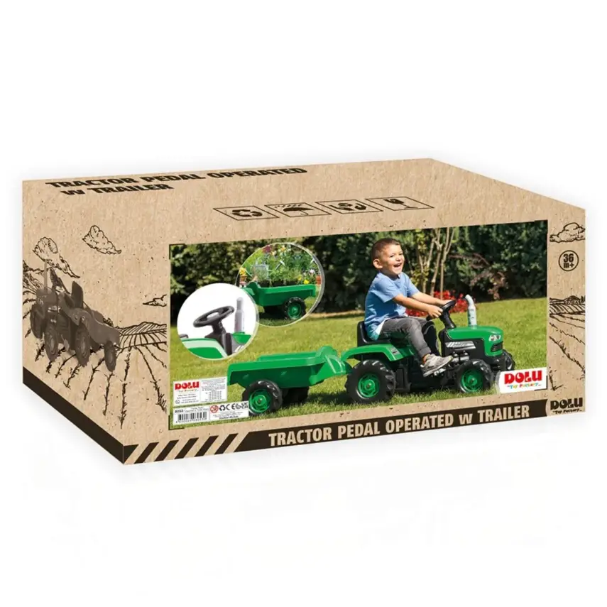 Dolu Römorklu Pedallı Traktör Yeşil - 2