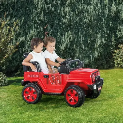 Dolu Uzaktan Kumandalı 12V Akülü Araba Neon Kırmızı - 4