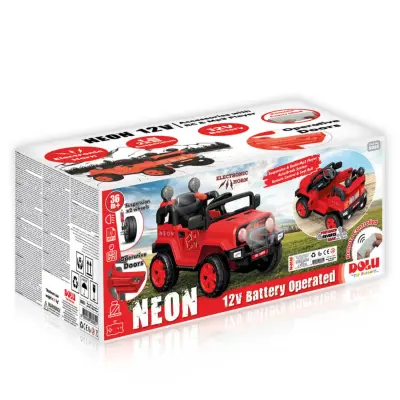 Dolu Uzaktan Kumandalı 12V Akülü Araba Neon Kırmızı - 6