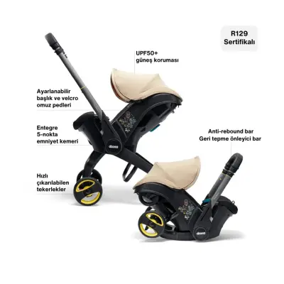 Doona i Bebek Arabasına Dönüşen Tekerlekli Gr 0 Bebek Ana Kucağı Oto Koltuğu Sahara Sand - 5