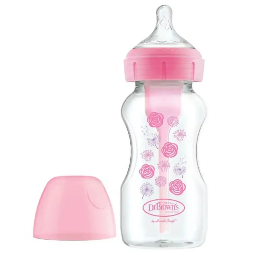 Dr Browns Options+ Geniş Ağız PP Desenli Biberon 270 ml Pembe - 1