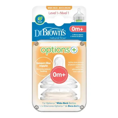 Dr Browns Options+ Geniş Ağız Silikon Biberon Emziği 2li 1.Aşama 0+ Ay