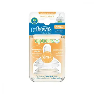 Dr Browns Options+ Geniş Ağız Silikon Biberon Emziği 2li 6+ Ay 3.Aşama (1)