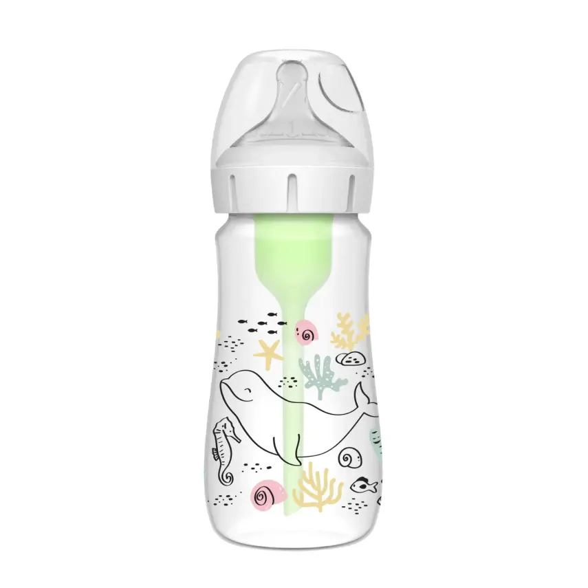 Dr Browns PP Biberon Geniş Ağız Anti-Kolik Options+ Okyanus Balina Desenli 270 ml - 1