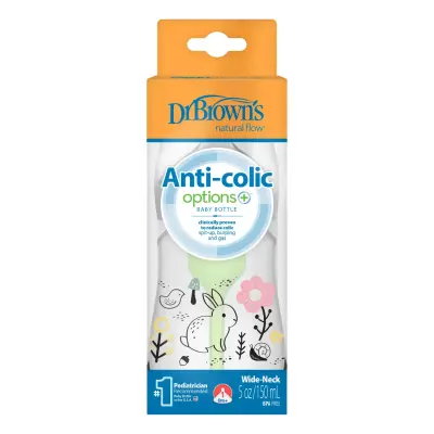 Dr Browns PP Biberon Geniş Ağız Anti-Kolik Options+ Orman Tavşan Desenli 150 ml  (1)